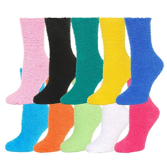 Holiday Super Soft Fuzzy Socks. Slipper Socks. Size: 9-11 (12 Pairs)
