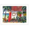 thumbnail image 1 of Holiday at the Surf Shack - Hawaiian Beach House (Hale) at Christmas - From an Original Hawaii Watercolor Painting by Peggy Chun - Fine Art Matte Paper Print (Unframed) 18x24in, 1 of 4