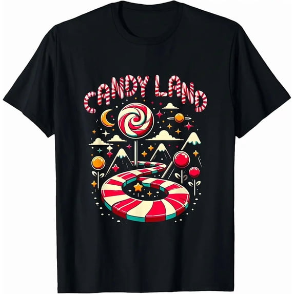 Holiday Sweet Land Arc Trail Candy Cane Fun Tee Unisex T-Shirt, up to Size 5XL