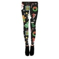 thumbnail image 1 of Holiday Symbols All Over Black Juniors Ugly Christmas Leggings, 1 of 2
