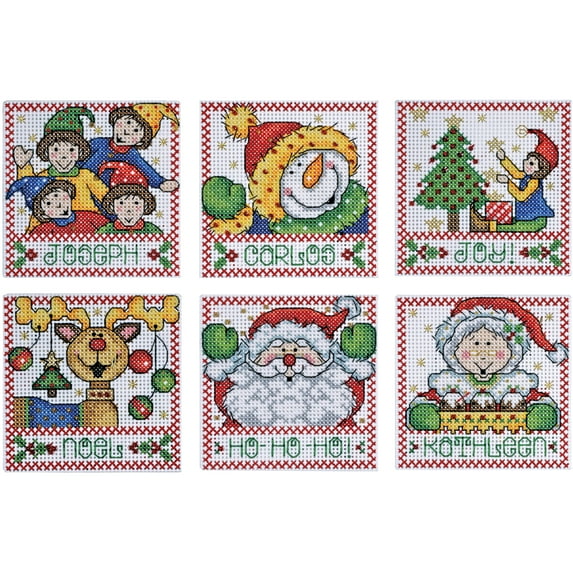 Holiday Tags Counted Cross Stitch Kit-4"X4" 14 Count Set Of 6
