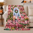 thumbnail image 1 of Holiday Teddy Bear Christmas Window Scene, Festive Holiday Scene, Warm Flannel Blanket for Cabin and Lodge with Detailed Artwork, Art Lovers Christmas Gift, Festive Home Decor, 1 of 9