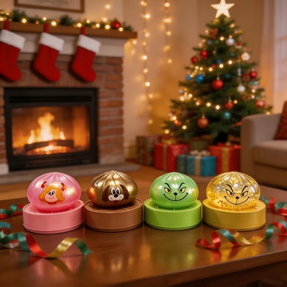 Holiday Theme Green Monster Mystery Dumpling Squishy 4" Stress Relief Fidget Toy Random Style 1PC