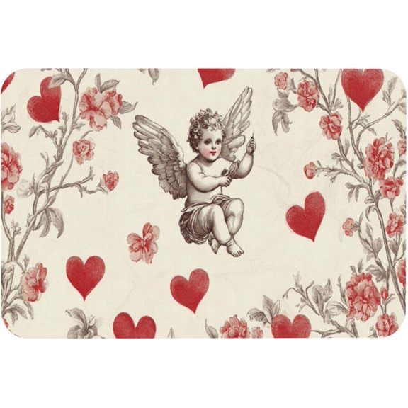 Holiday Themed Carpet, Classic Cupid Styles Design, Indoor and Outdoor Floor Decoration, Easy to Clean Welcome mat, Water Absorption, dust Removal 16x24 inch Non-Slip Diatom mud floormat