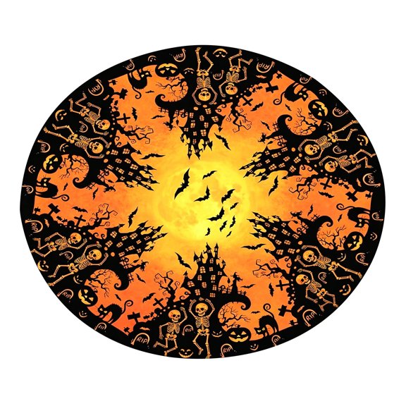 Holiday Themed Dining Table Cover 115cm Diameter Oil Resistant For Parties Picnics
