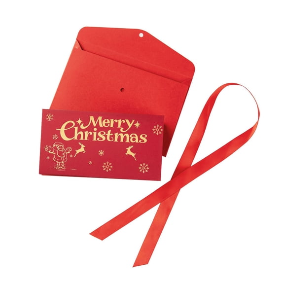Holiday Themed Dollars Bill Organiser 6 Compartment Red Envelope Gold Foil Detailing For Gift Exchanges