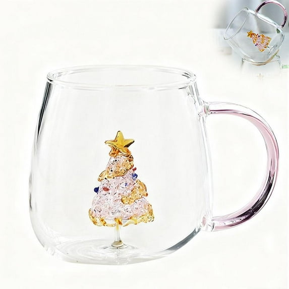 Holiday-Themed Drinking Glass, 3.9 Inches High, Features a Charming Internal Decoration, Great for Seasonal Decor and Beverages