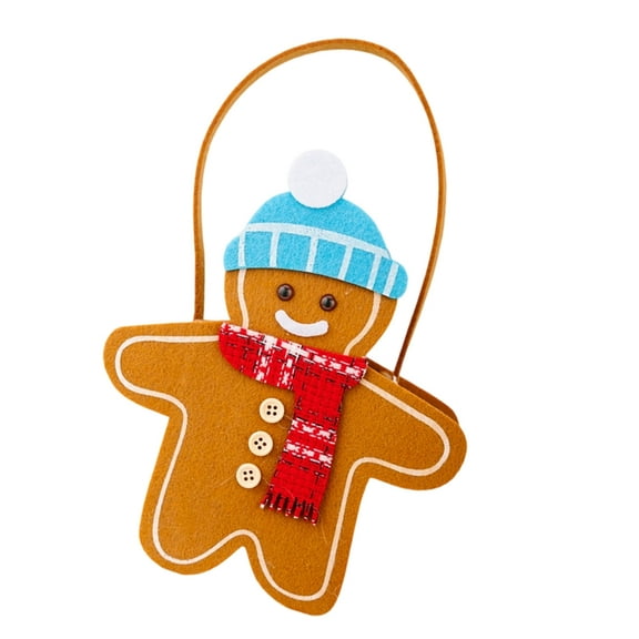 Holiday Themed Gingerbreads Handheld Bag 2 Sided Printed Fabric Christmas Party Decors Efficient Shopping Storage Bag