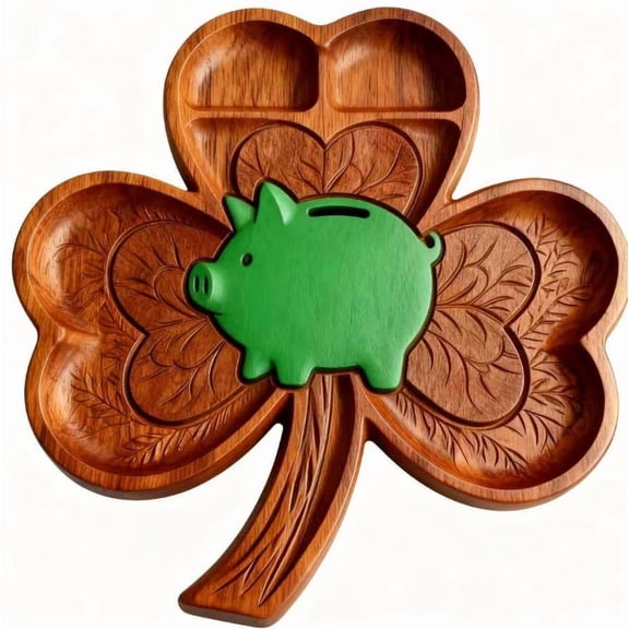 Holiday Themed Kitchen Tray Or Holiday Decorative Tray Wooden Serving Platter For Dining Table Party Snack Food Display Clover Shaped Snack Tra