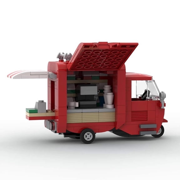HolidayThemed Mobile Coffee Food Truck Display Model, Building Bricks Assembly Kit