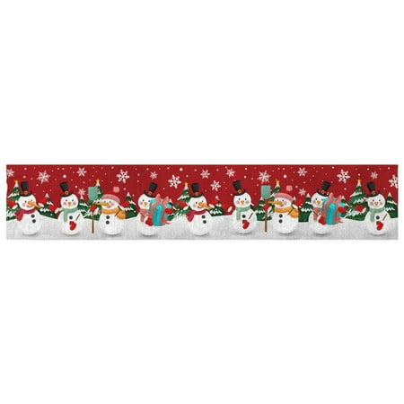 Holiday Themed Rectangle Winter Holiday Carefully Stitch Seasonal Winter 33x183cm for Coffee Table Party Years Kitchen Style C
