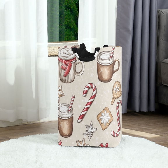 Holiday Themed Treats Design Foldable Laundry Hamper 12.6x11x22.7in with Handles for Bathroom Bedroom Storage