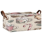 Holiday Themed Treats Pattern Open Home Storage Bins Foldable Metal Frame Shelf Baskets 16.9x11.4x7.7in Water-Resistant