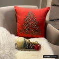 thumbnail image 1 of Holiday Throw Pillow cover, 18"x18" Red & Green Cotton Linen Pillowcase, Contemporart Christmas Tree Embroidered Christmas Tree Pillow Cover For Sofa Couch, living Room, Bed Room - Xmas Evergreen, 1 of 8