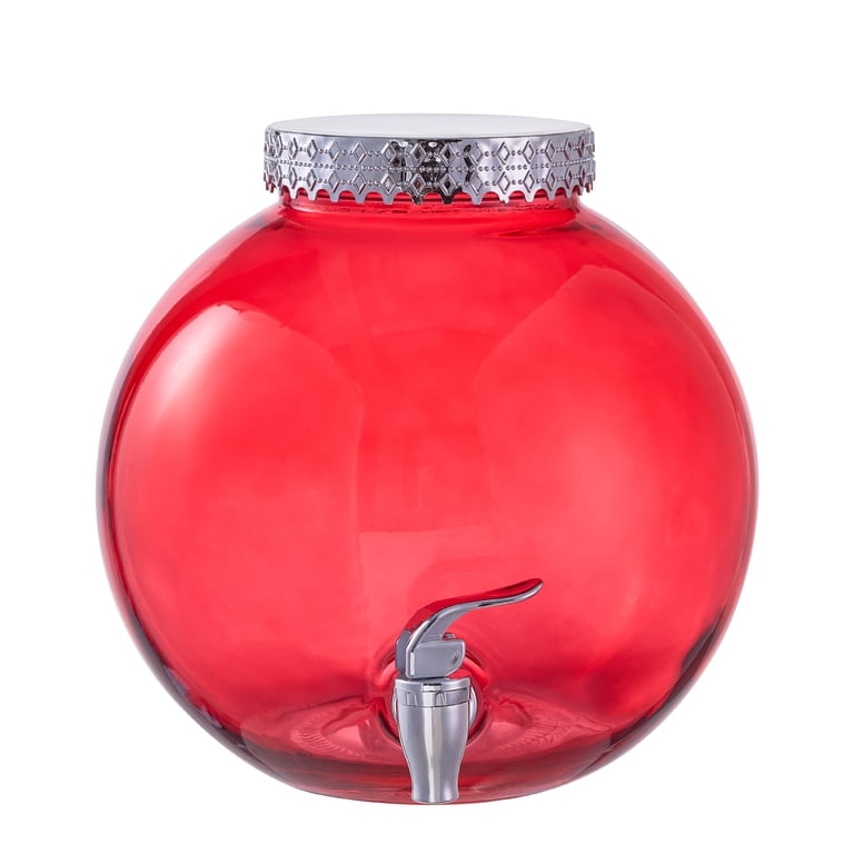 out シャンリー様 クリスマスドリンクジャー✧✧ Holiday Time Red Ornament Glass Beverage Dispenser, 1.5 gal