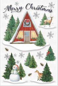 Holiday Time 1 Sheet Christmas Window Clings,Christmas Cabin