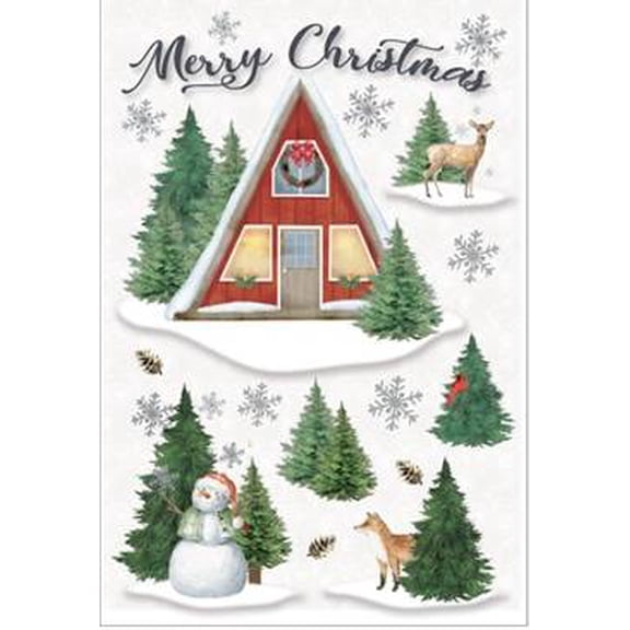 Holiday Time 1 Sheet Christmas Window Clings,Christmas Cabin