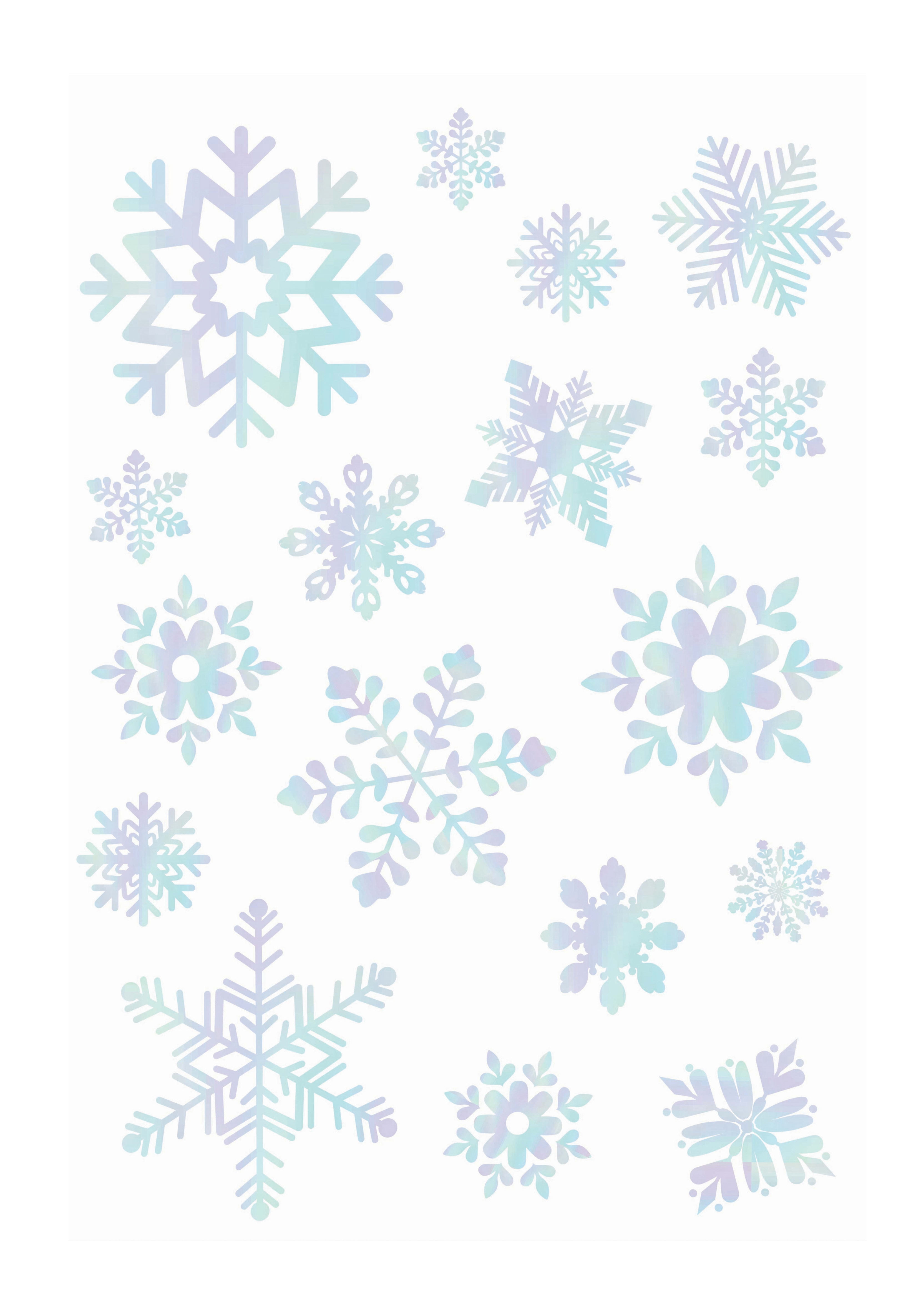 Holiday Time 1 Sheet Christmas Window Clings, Iridescent White Snowflakes
