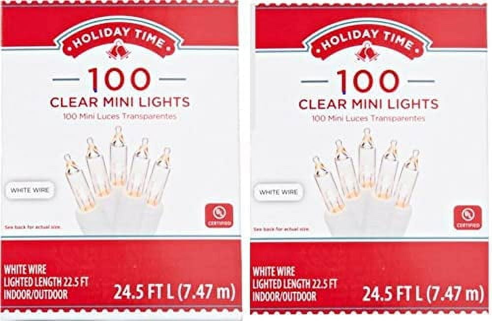 Holiday Time 100 Clear Mini Lights White Wire Indoor/Outdoor