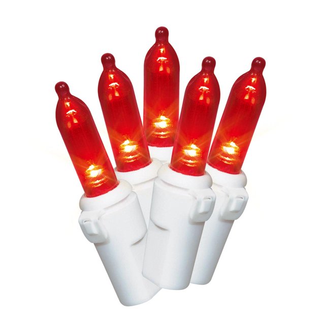 Holiday Time 100Count Red LED Mini Christmas Lights, with White Wire, 21 feet