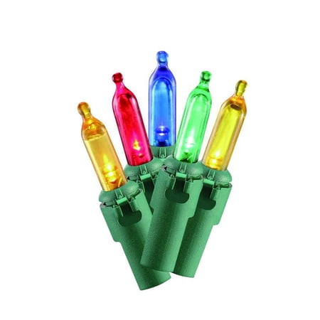 100-Count Mini Multicolor Random Twinkling LED Christmas String Lights, Green Wire, by Holiday Time