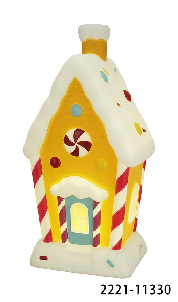 Holiday Time 11" Plastic LED Yellow Gingerbread House, Indoor Christmas ...
