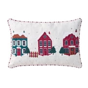 Holiday Time 14 in x 22 in Ivory Winter Village Embroidered Decorative Pillow
