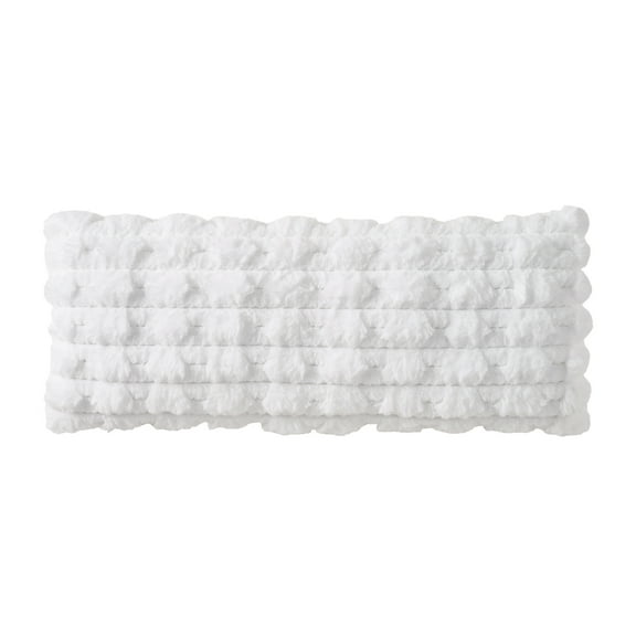 Holiday Time 14" x 36" Ivory Ruched Faux Fur Decorative Pillow