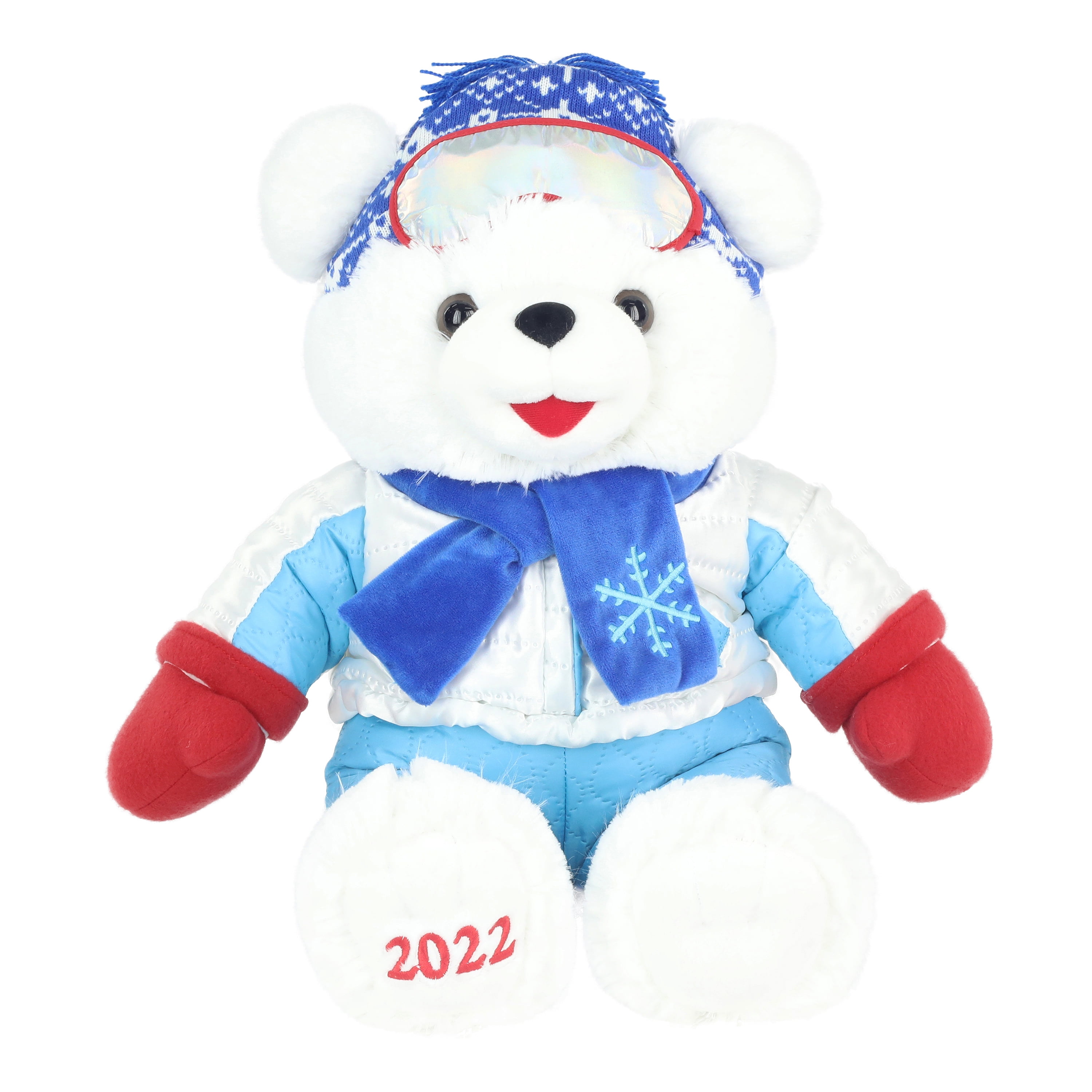 Holiday Time 15 inch Snowflake Teddy Bear 2022, Snowflake Red Dress Girl 