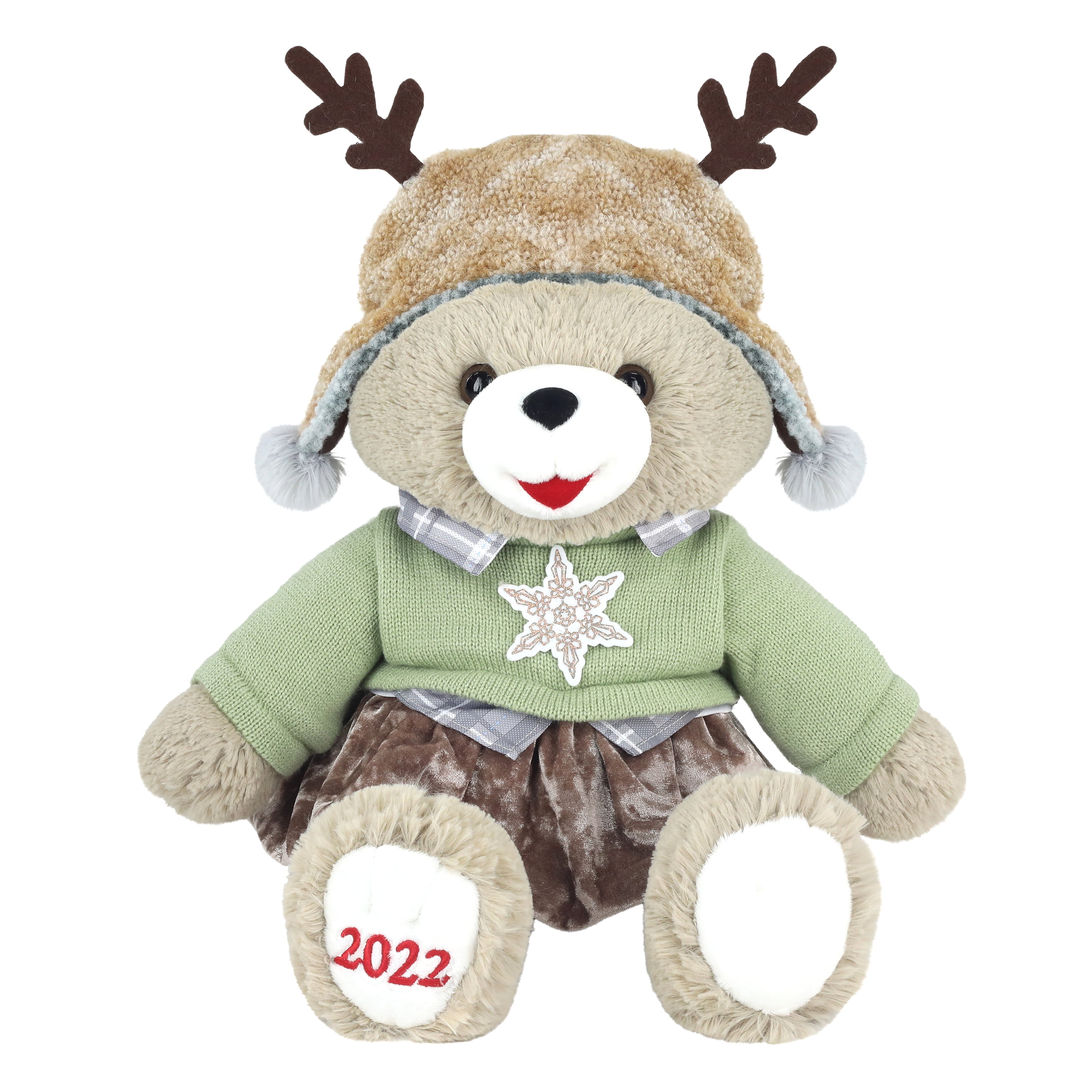 Holiday Time 15 inch Snowflake Teddy Bear 2022, Snowflake Green