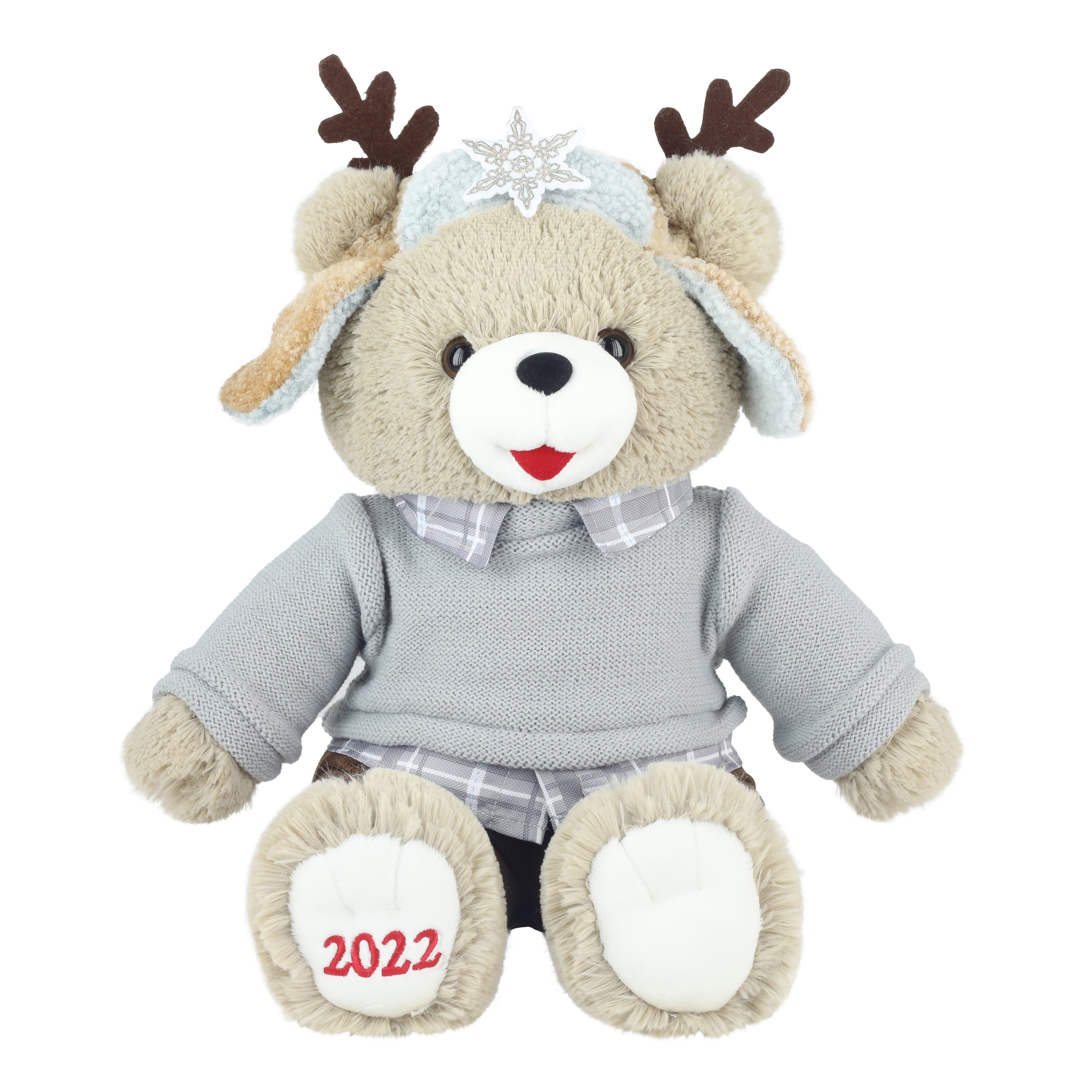 Holiday Time 15 inch Snowflake Teddy Bear 2022, Snowflake Red Ski Wear Girl  