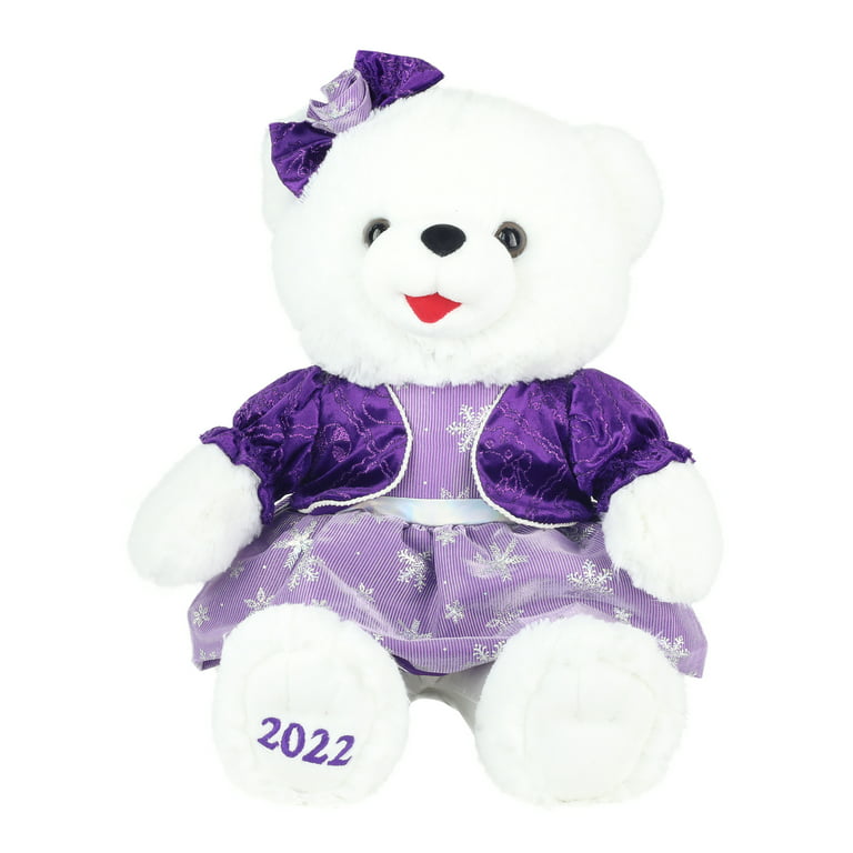 Holiday Time 15 inch Snowflake Teddy Bear 2022,Snowflake Purple Girl 