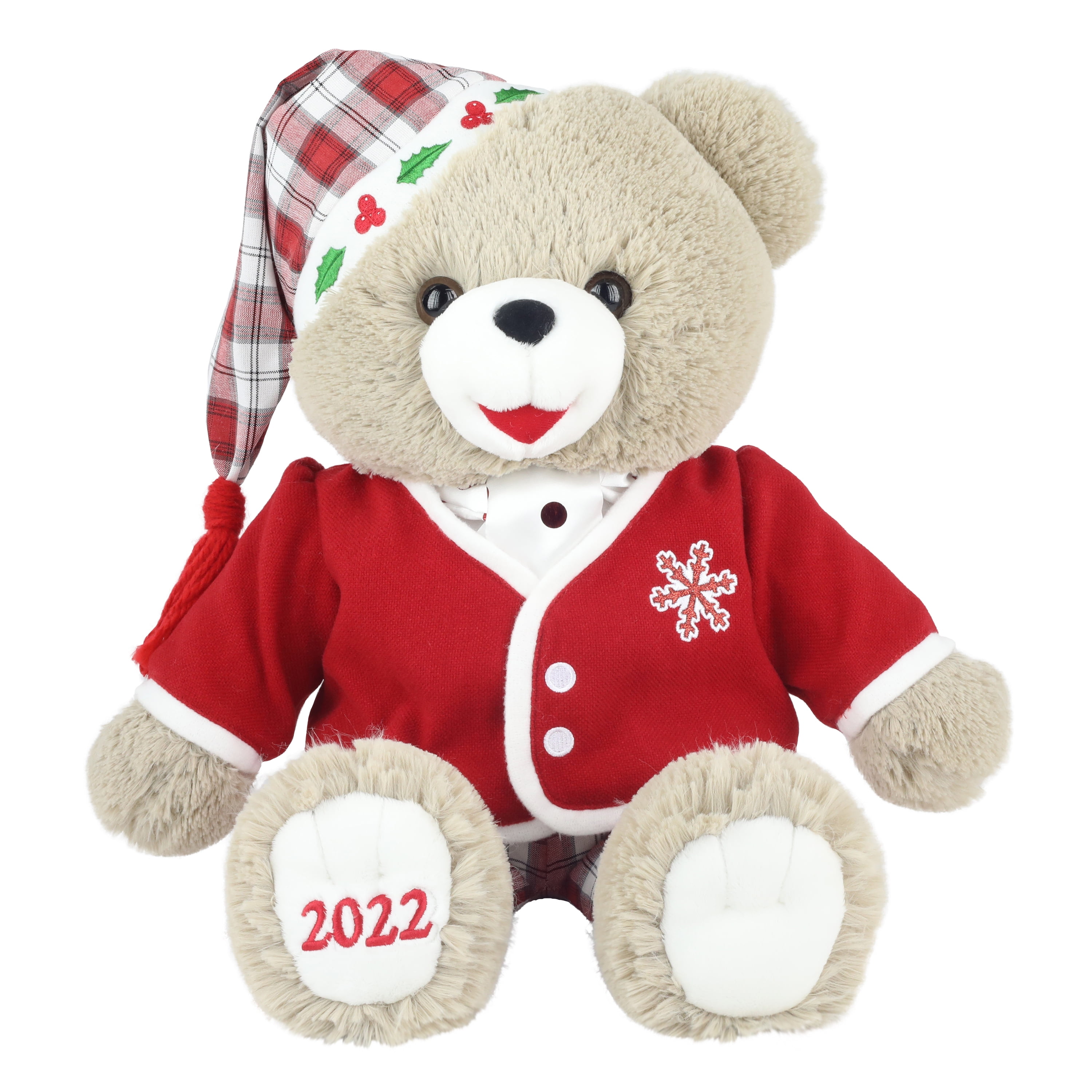 Holiday Time 15 inch Snowflake Teddy Bear 2022, Snowflake Red Dress Girl 