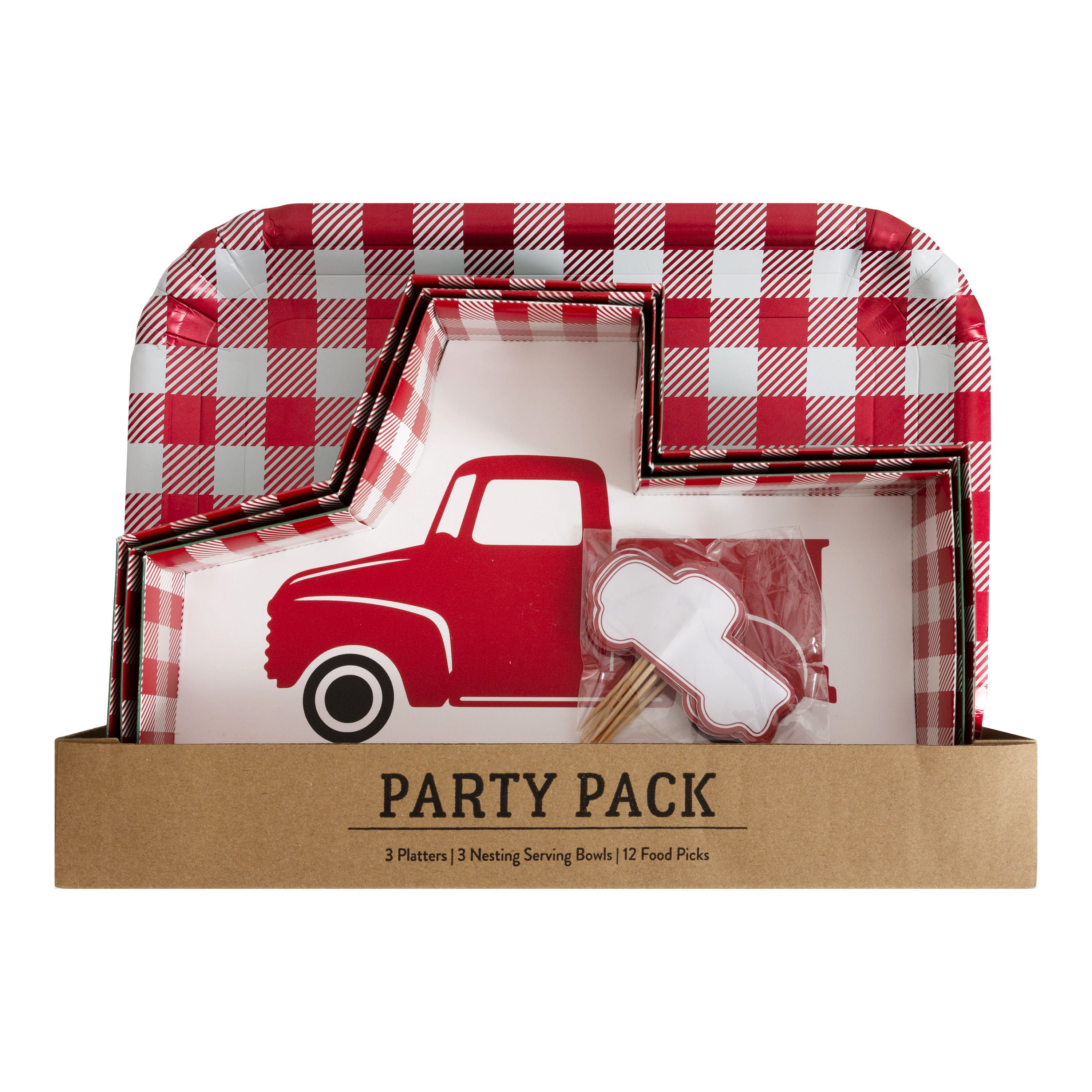 Holiday Time 18 Piece Red & White Truck Holiday Paper Serveware Set