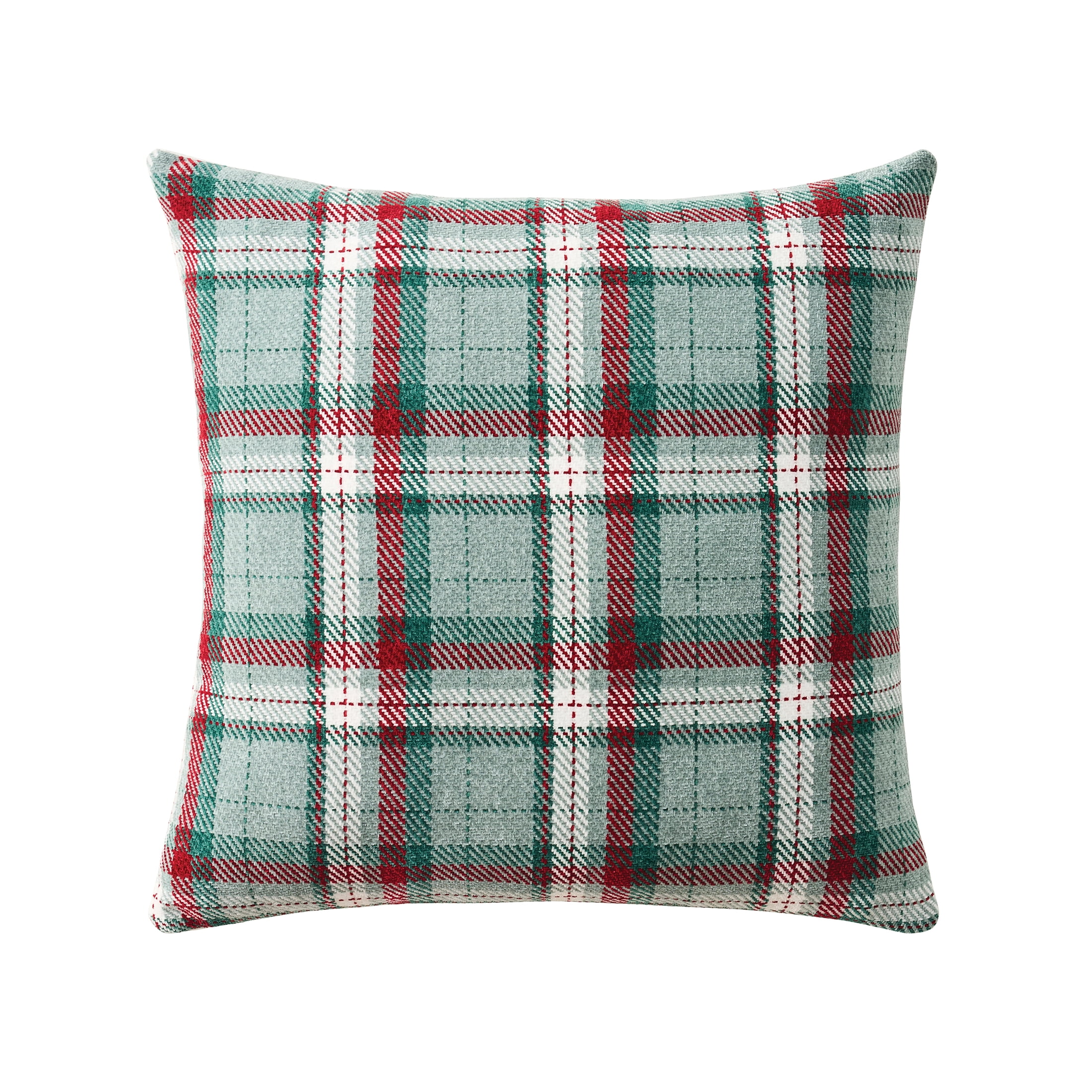Holiday Time 18" x 18" Green Holiday Plaid Decorative Pillow