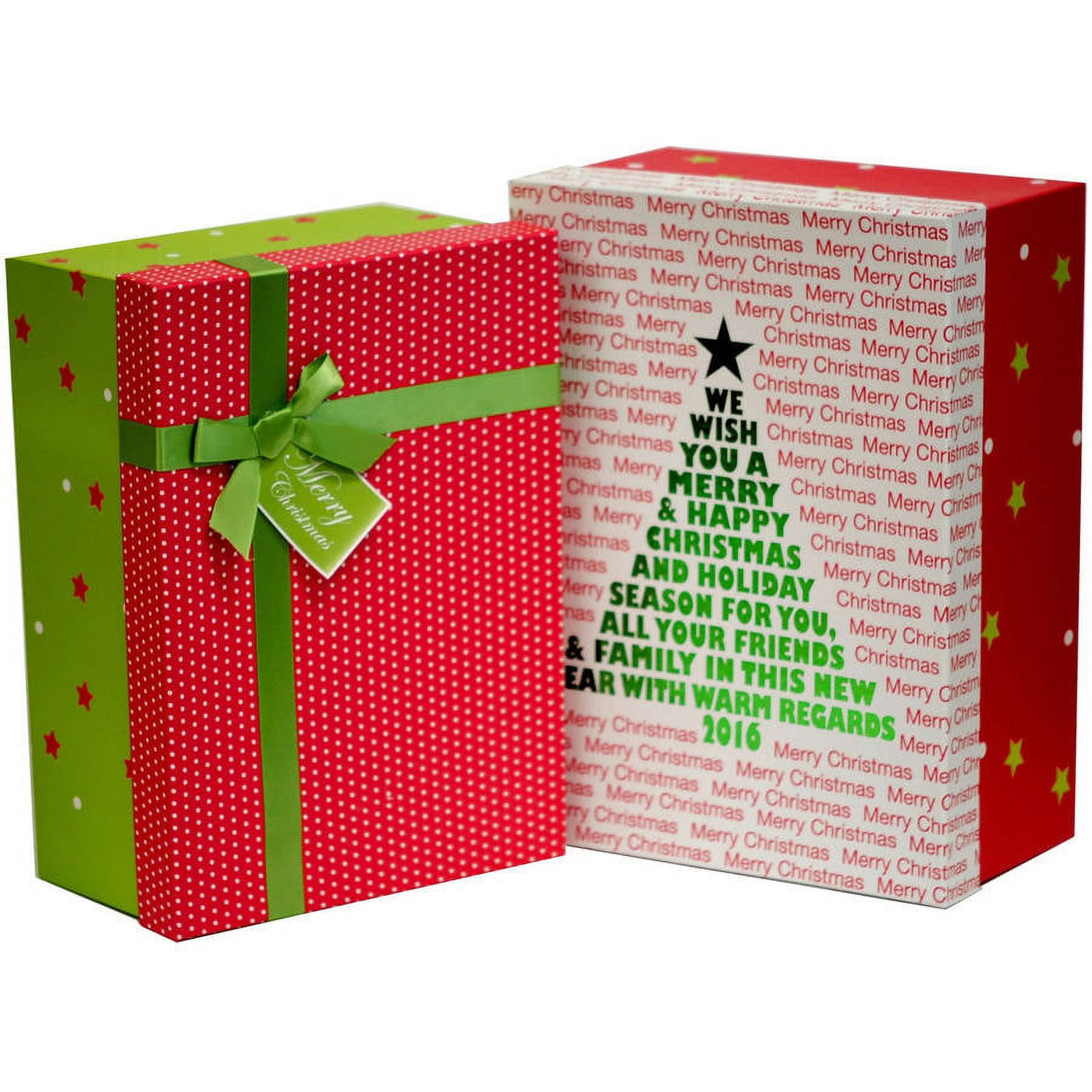 Holiday Time 2-Pack Large Rectangle Tree Box Set, Red and Green