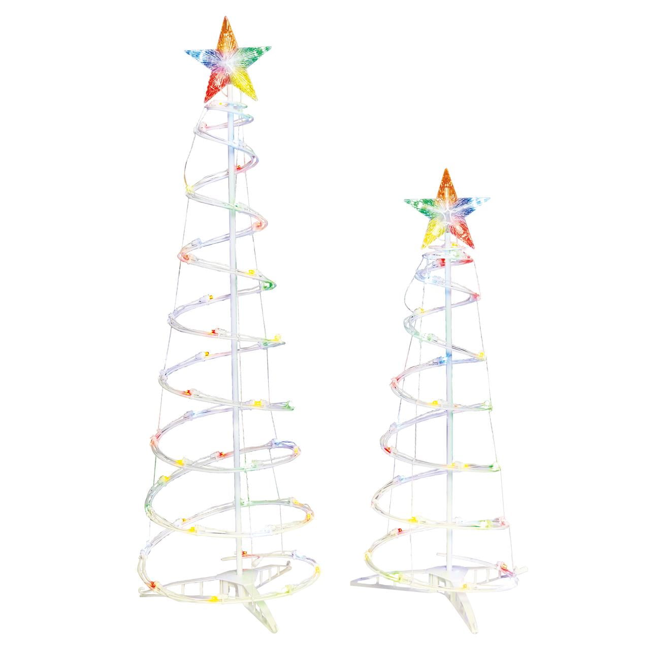 Holiday Time 2Pack LightUp LED Multicolor Spiral Christmas Trees, 85