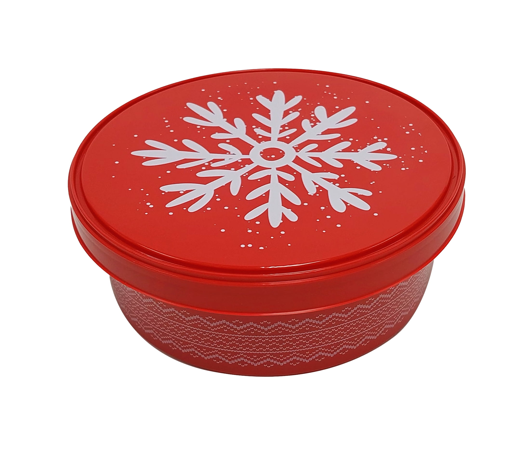 Tupperware 1 Qt White & Red Snowflakes Christmas Canister 7694A RARE