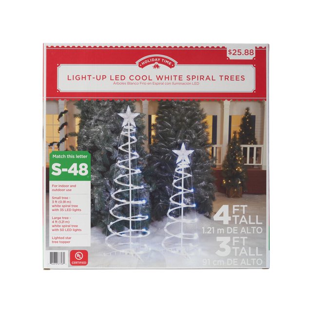 Holiday Time 2 pack Cool White LED Spiral Tree