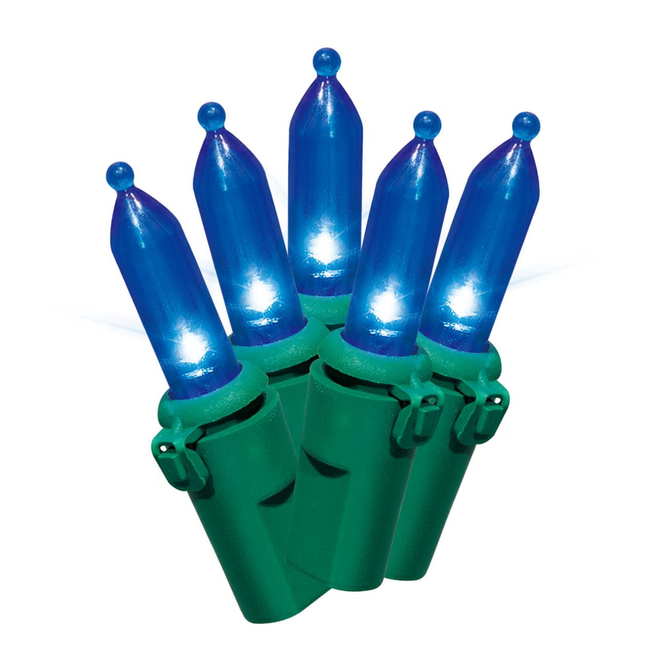 Holiday Time 23foot Blue LED Mini Christmas Lights, with Green Wire, 100 Count