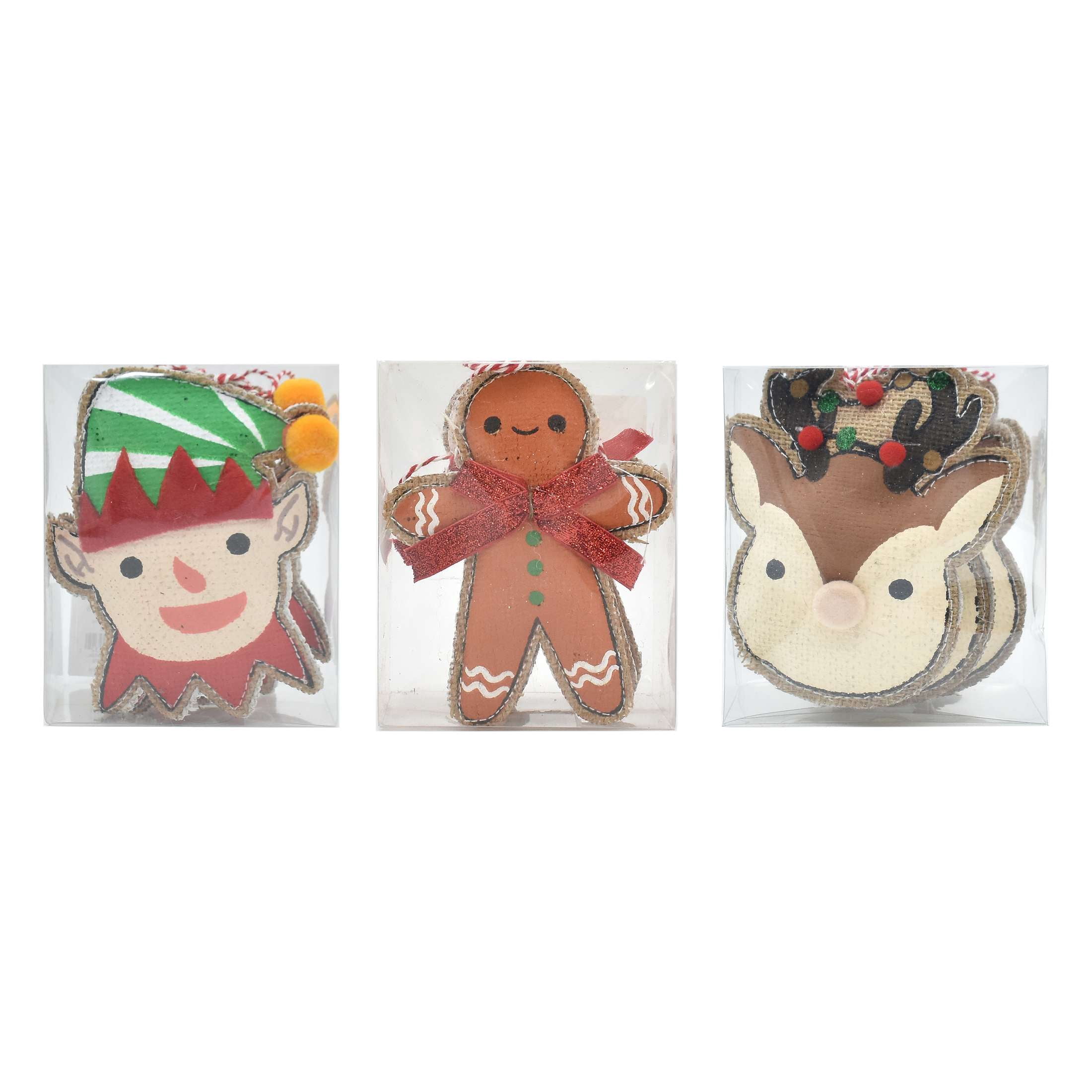 Holiday Time 24pc3asst Burlap Assorted Ornament Set Christmas Ornament 0.1lb
