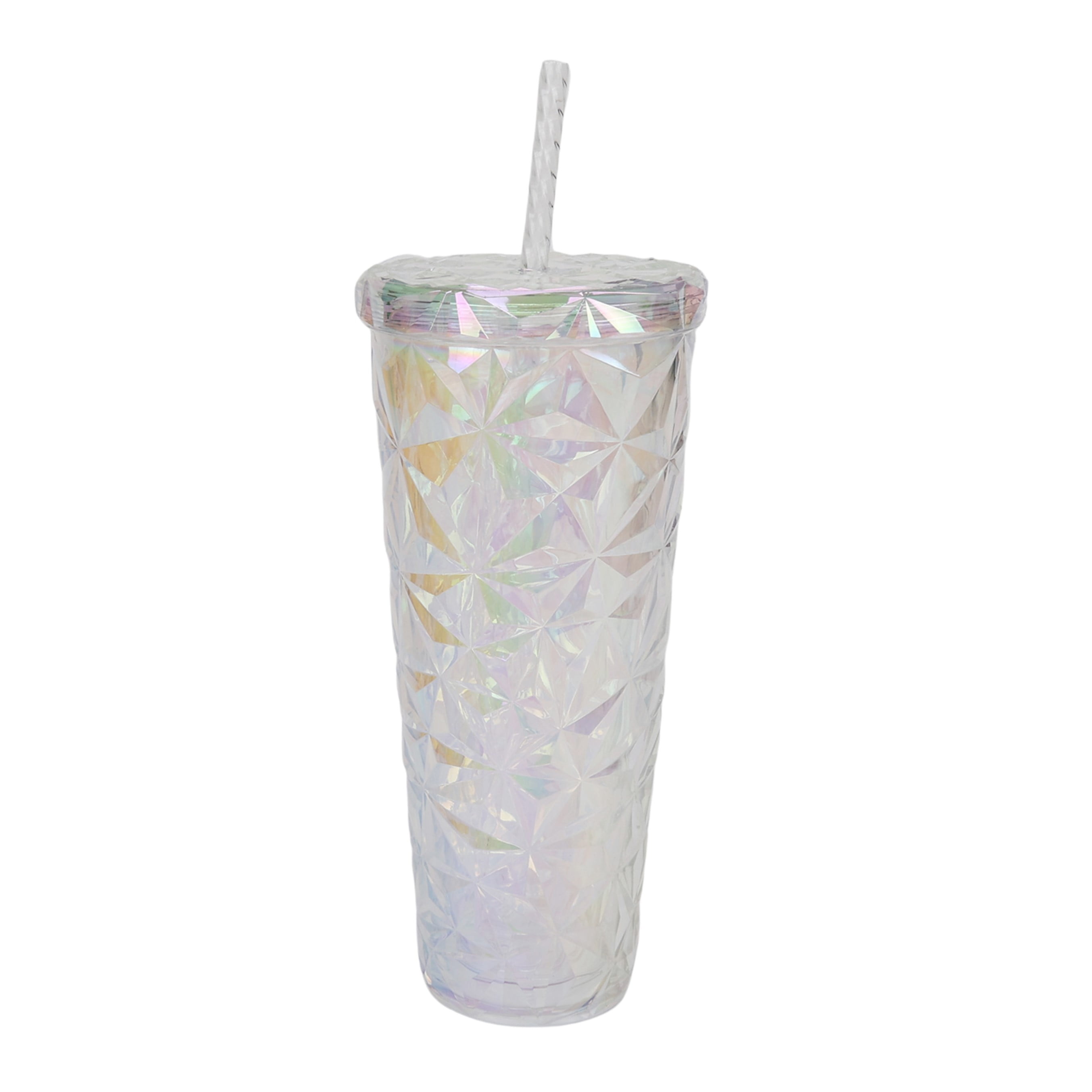 Holiday Time 26 ounce Acrylic Double Wall Prismatic Textured Tumbler, White