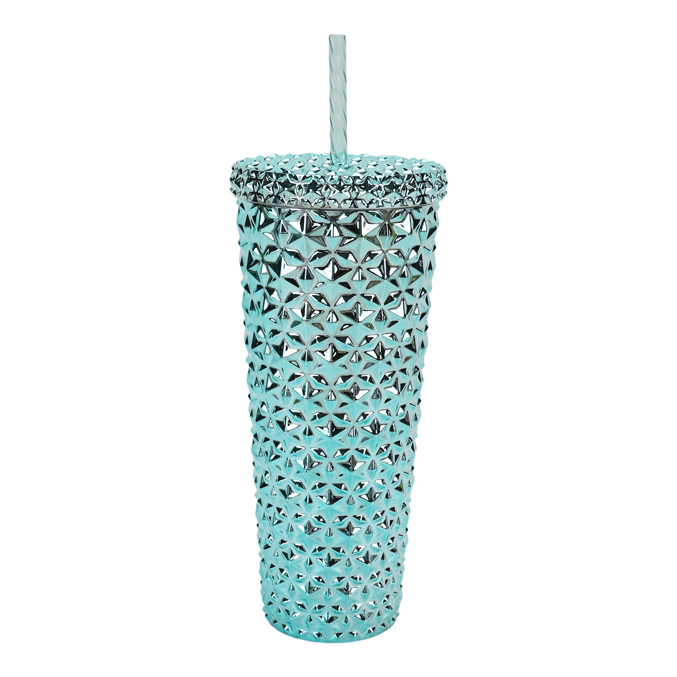 Tea Tumbler Santa Fe Teal Acrylic Ice Tea Glasses - Set Of 6 Unbreakable  22oz Tumblers With Bubble Design Santa Drinking Glasses
