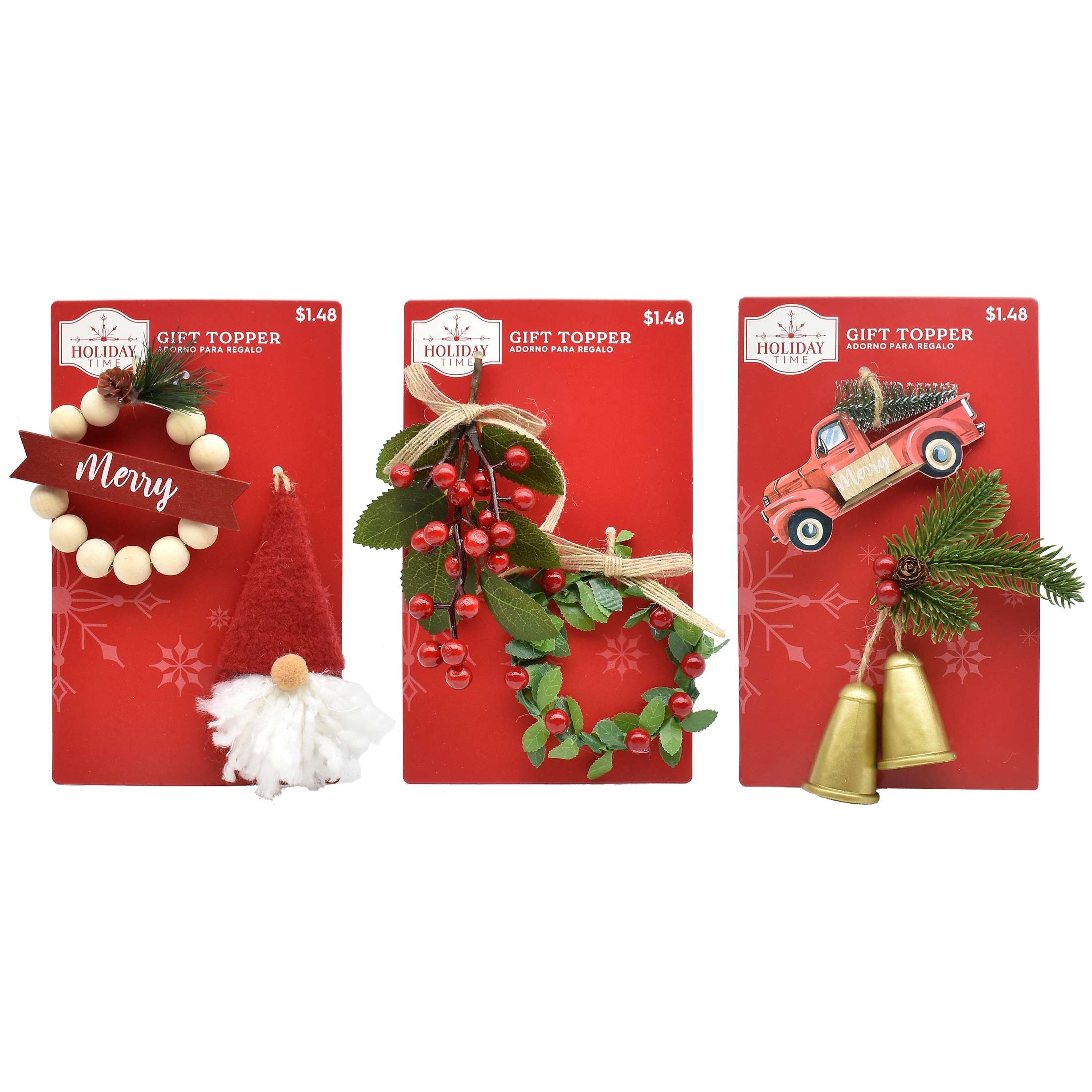 Holiday Time 27pc 3ast Home for Christmas Plywood Red and Green Gnome Christmas Gift Tag