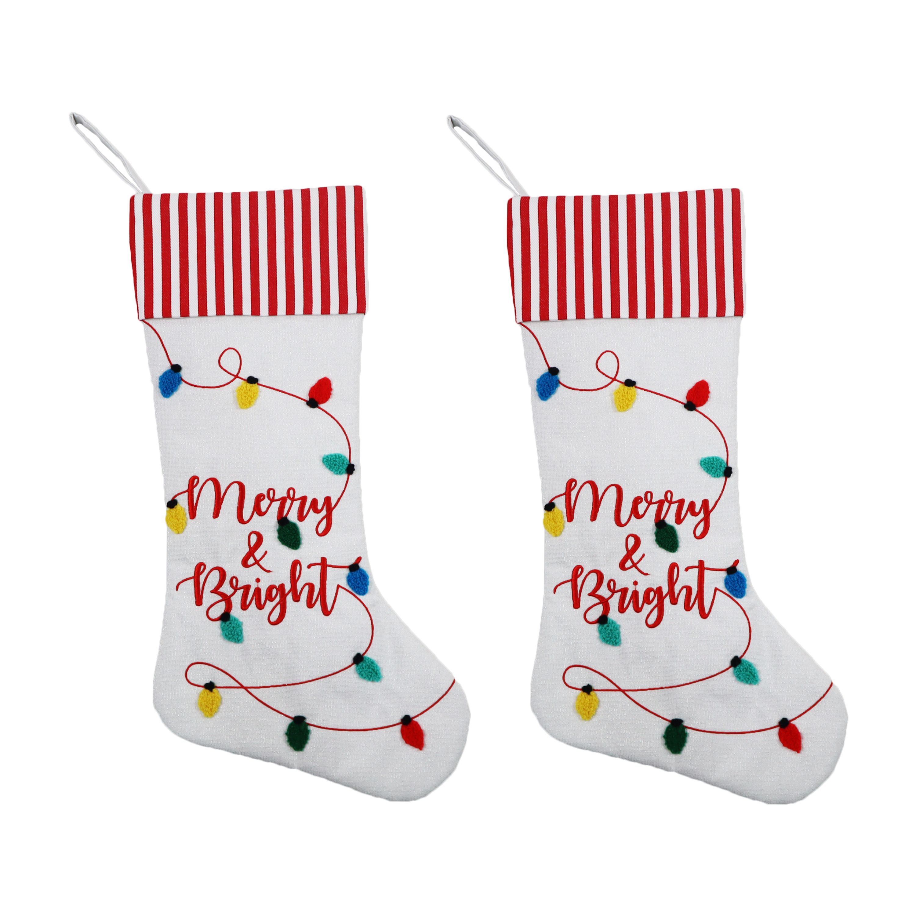 Holiday Time 2pack 20inch Light Chain Christmas Stocking, Red and White - image 1 of 6