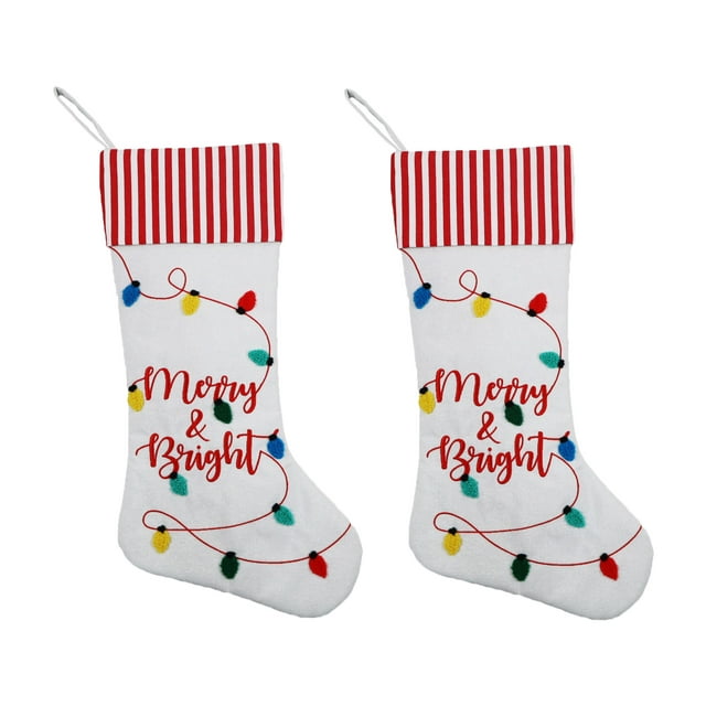 Holiday Time 2pack 20inch Light Chain Christmas Stocking, Red and White