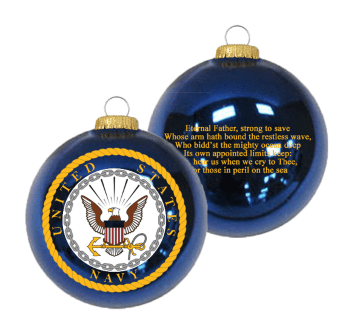 Blue US Navy Logo and Hymn Glass Christmas Keepsake Ornament, 3.25", by Holiday Time
