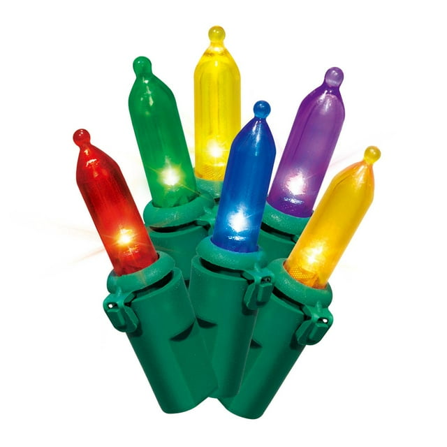 Holiday Time 300Count Multicolor LED Mini Christmas Lights, with Green