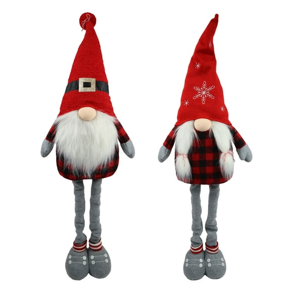 Holiday Time 35inch Height Extendable Christmas Decorative Couple Gnomes, 2 Count per Pack