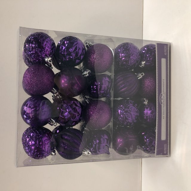 Holiday Time 40ct 60mm Purple Shatterproof Ornament - Walmart.com